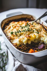 Veganer Shepherds Pie mit Linsen Rezept trickytine Auflauf