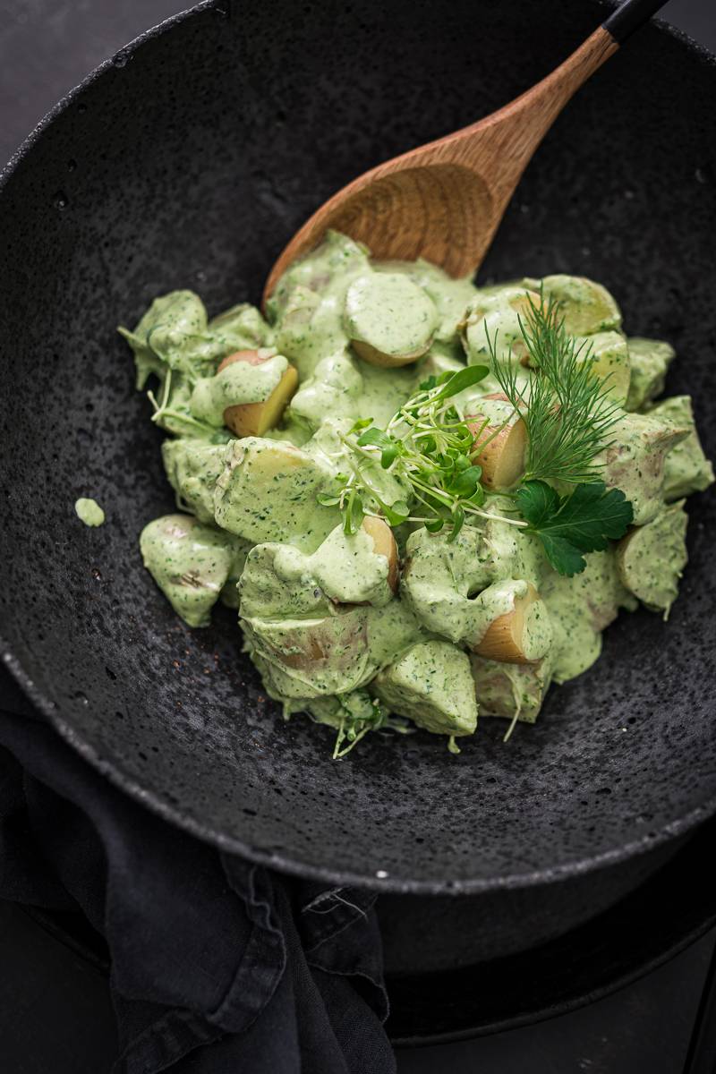 Maultaschen Green Goddess Kartoffelsalat Rezept trickytine