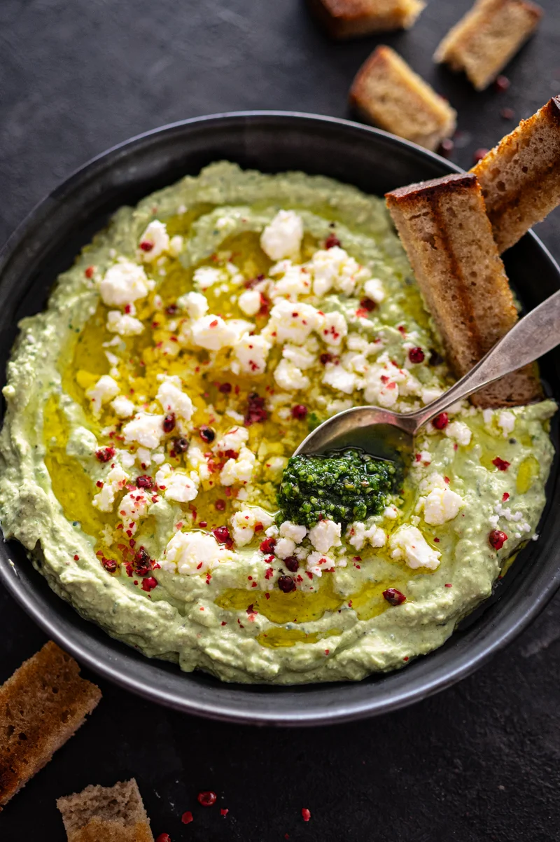 10 Feta-Rezepte Pesto-Dipp mit Feta trickytine