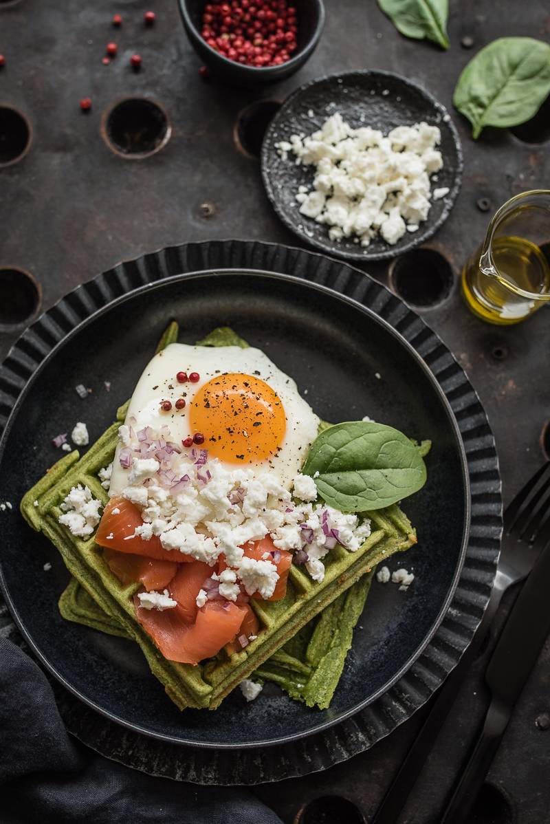 10 Feta-Rezepte Spinatwaffeln mit Schafskäse trickytine