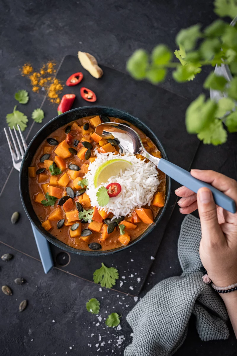 10 Kürbis-Rezepte Veganes Kürbis Curry trickytine