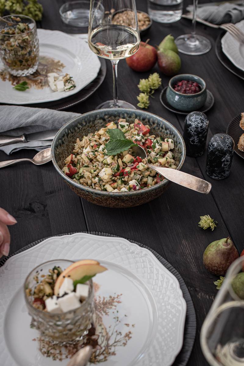 10 Rezepte mit Äpfeln Grünkernsalat mit Apfel trickytine