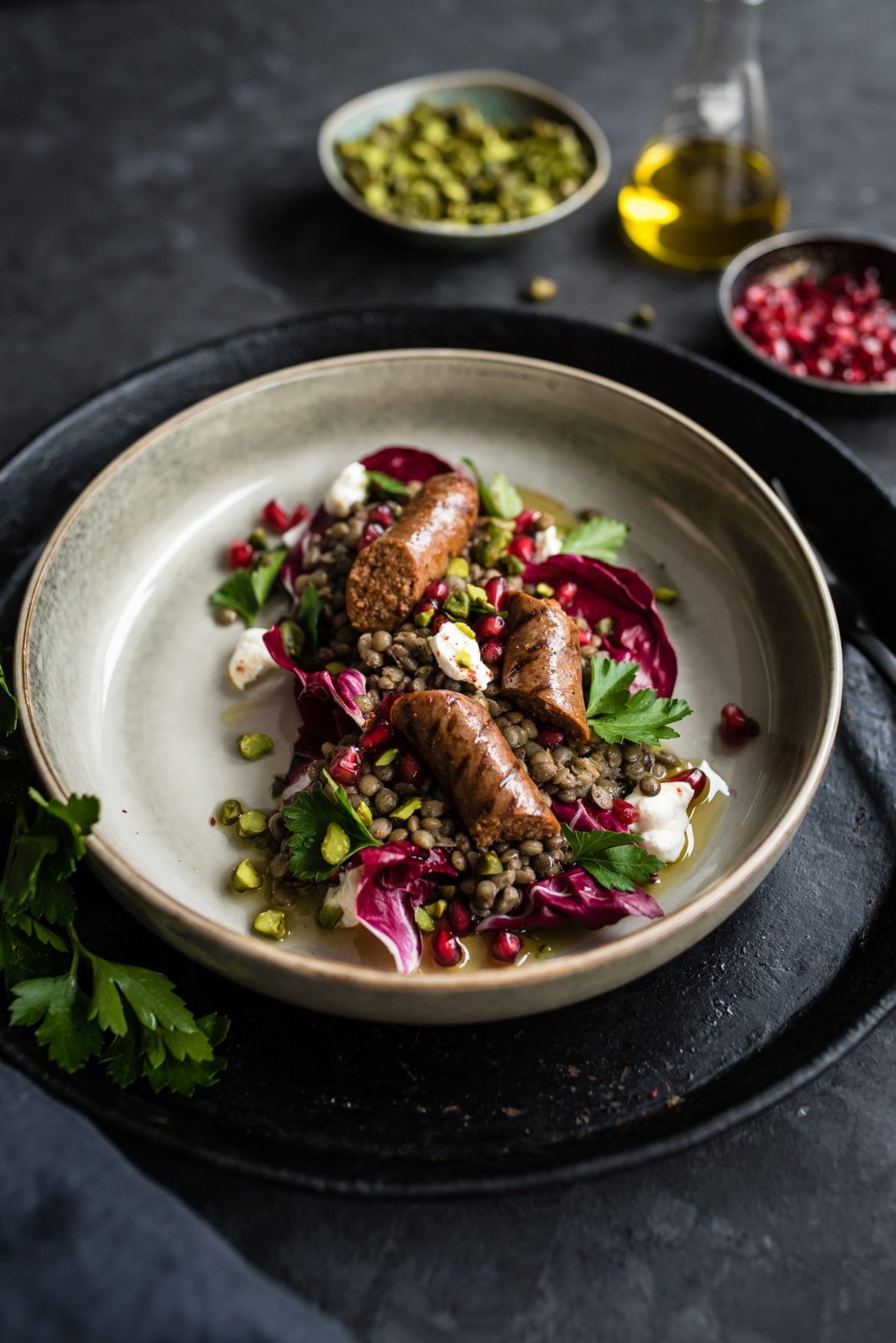 Orientalischer Linsensalat Merguez trickytine