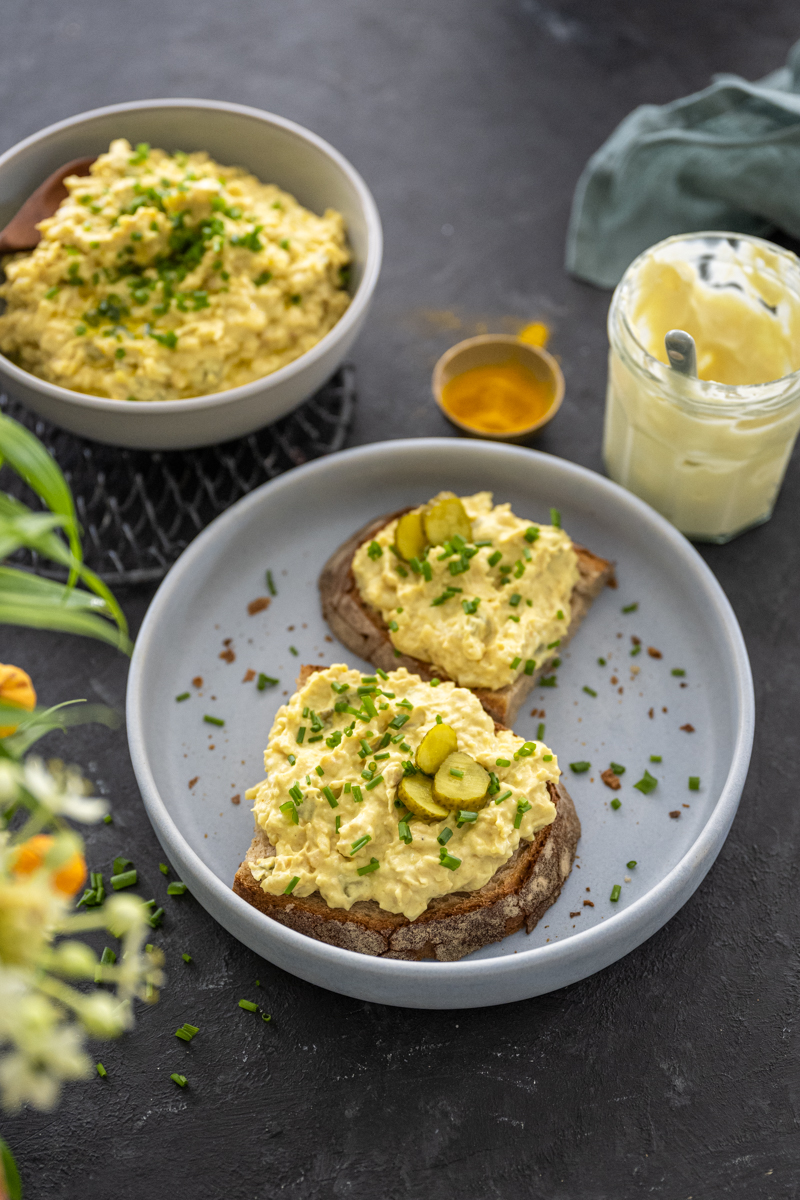 Veganer Eiersalat mit veganer Mayonnaise Rezept trickytine