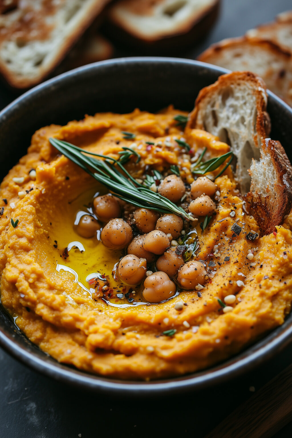 Kürbis-Hummus mit Hokkaido aus dem Ofen